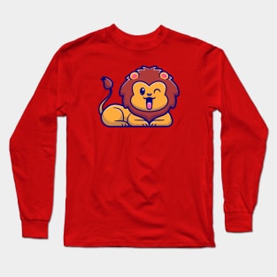 Cute Lion Smiling Cartoon Long Sleeve T-Shirt